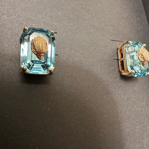 Kurt Geiger Aquamarine and Gold Stud Earrings - Picture 3 of 4